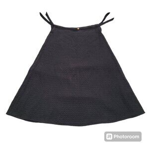 Adriana Degreas Black Cotton Midi Skirt Lattice Textured Side Tie A Line Logo